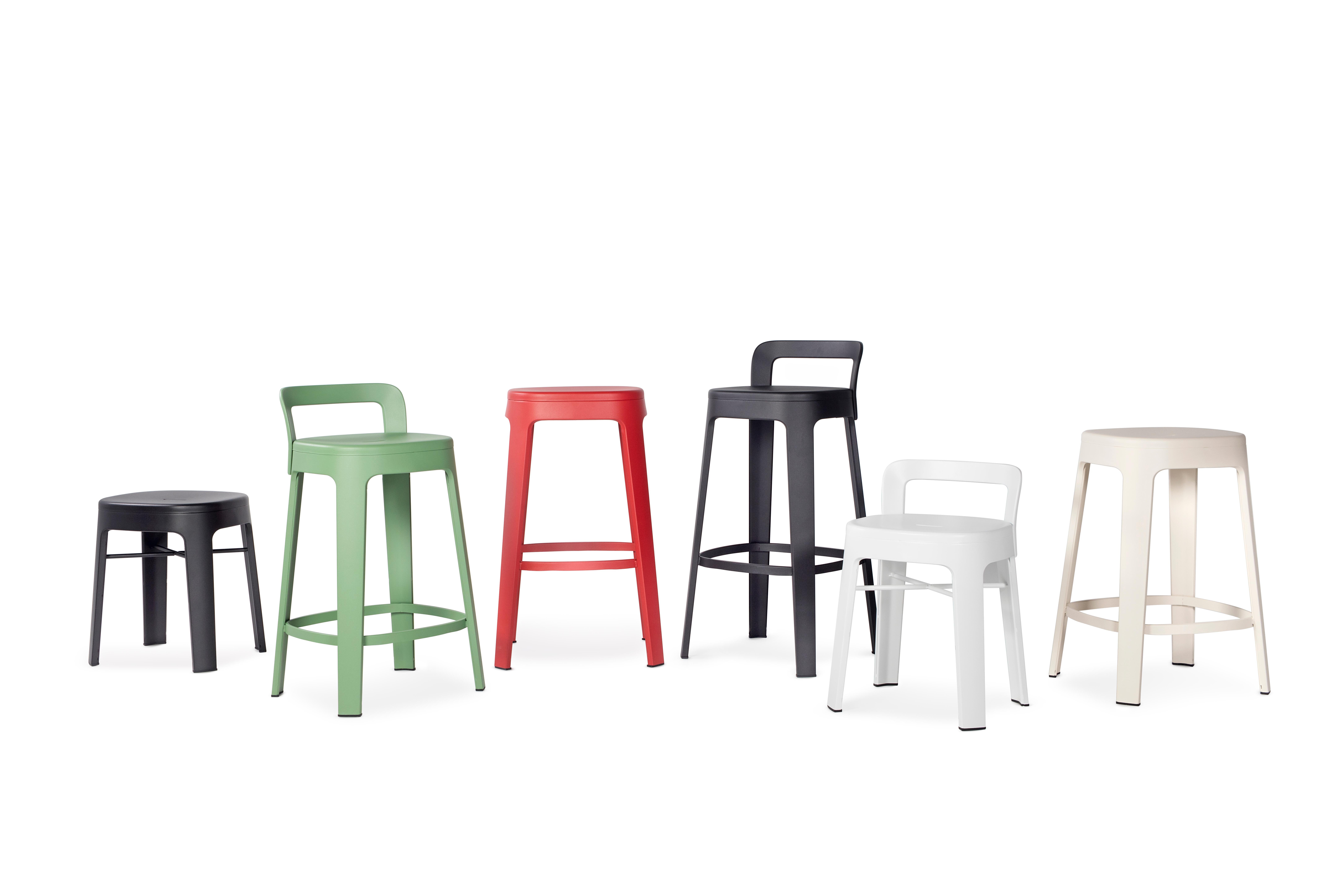 Spagnolo Sgabello da bar con schienale Ombra, rosso di Emiliana Design Studio A in vendita