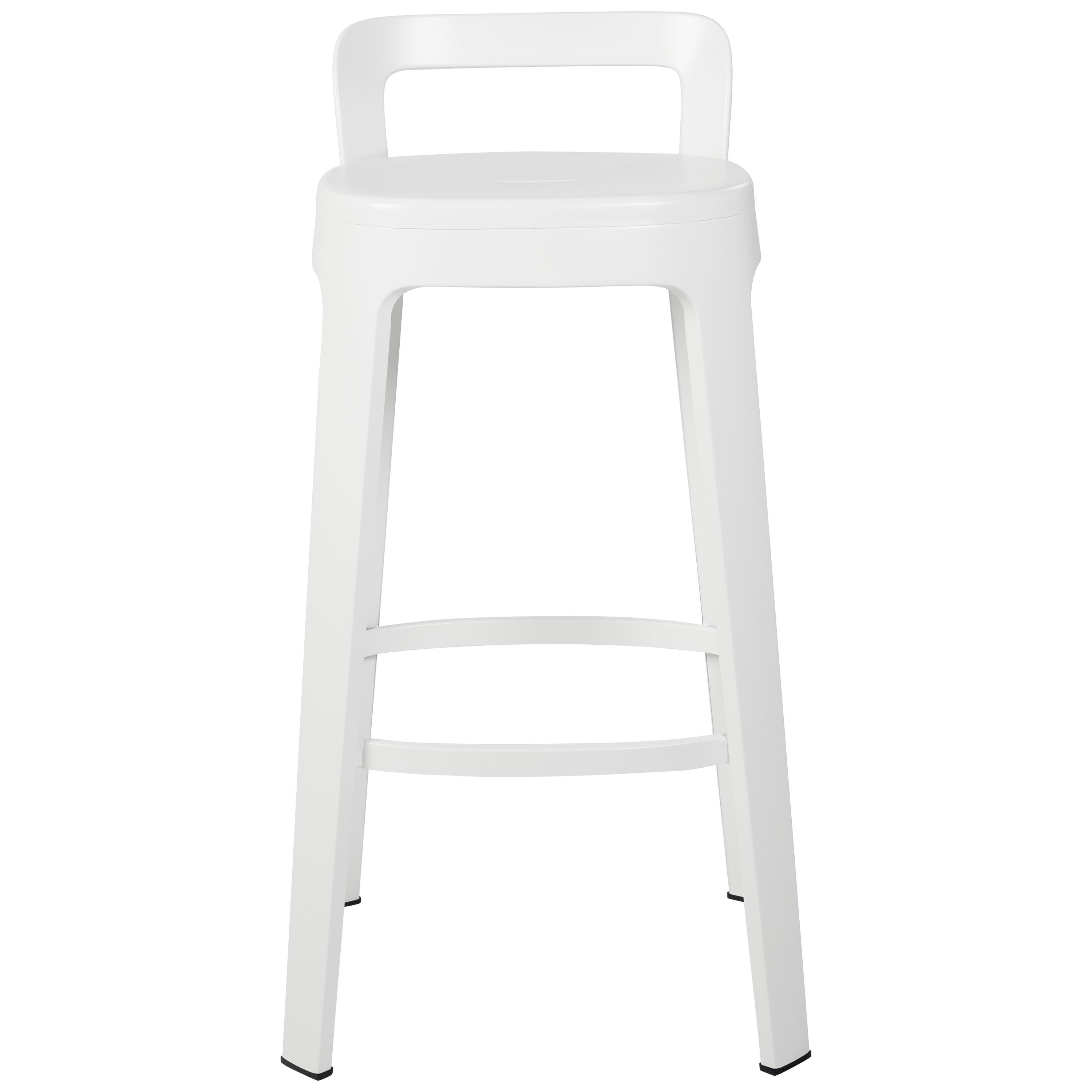 Ombra Bar Stool with Backrest, White by Emiliana Design Studio For Sale
