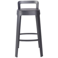 Vintage Ombra Bar Stool with Backrest, Black by Emiliana Design Studio