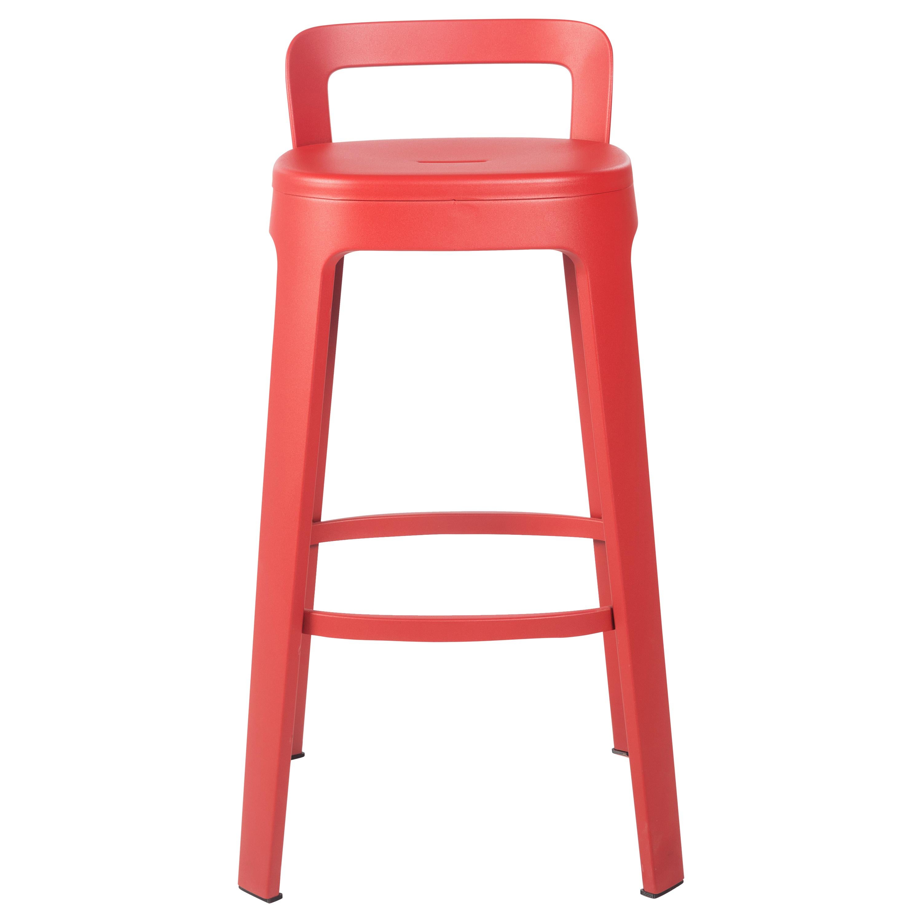 Ombra Bar Stool with Backrest, Red by Emiliana Design Studio For Sale