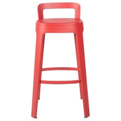 Ombra Bar Stool with Backrest, Red by Emiliana Design Studio