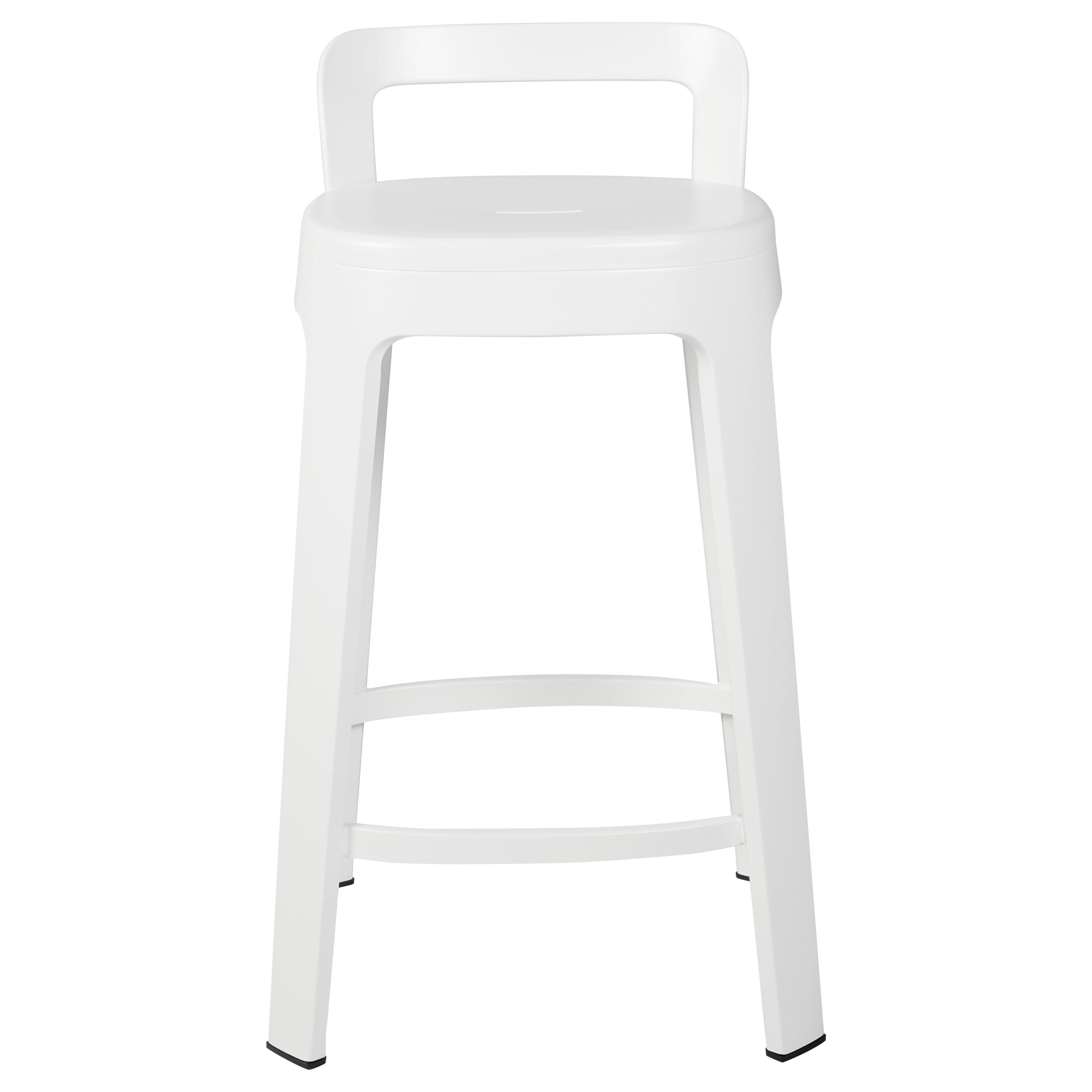 Ombra Counter Stool with Backrest, White by Emiliana Design Studio For Sale