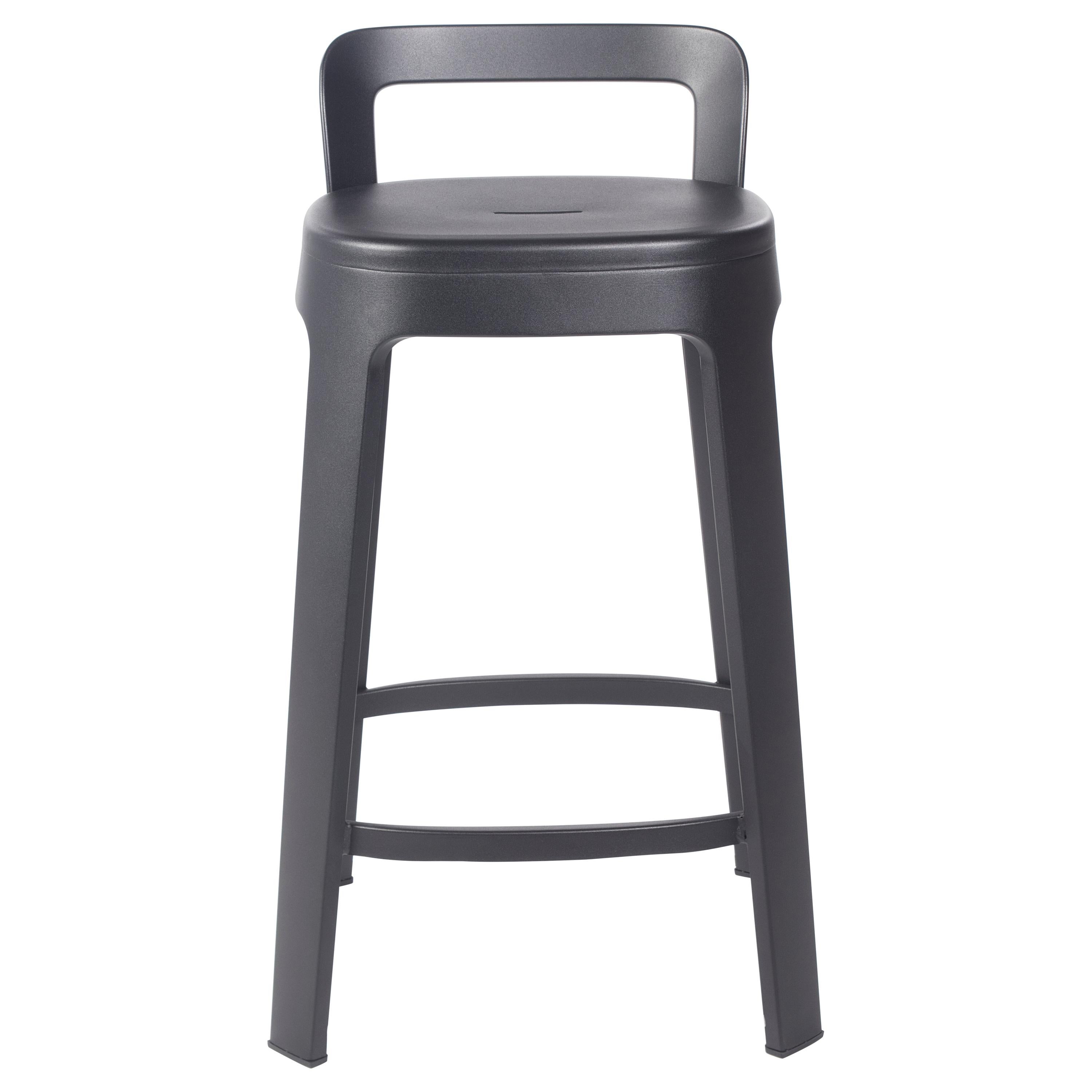 Ombra Counter Stool with Backrest, Black by Emiliana Design Studio For Sale