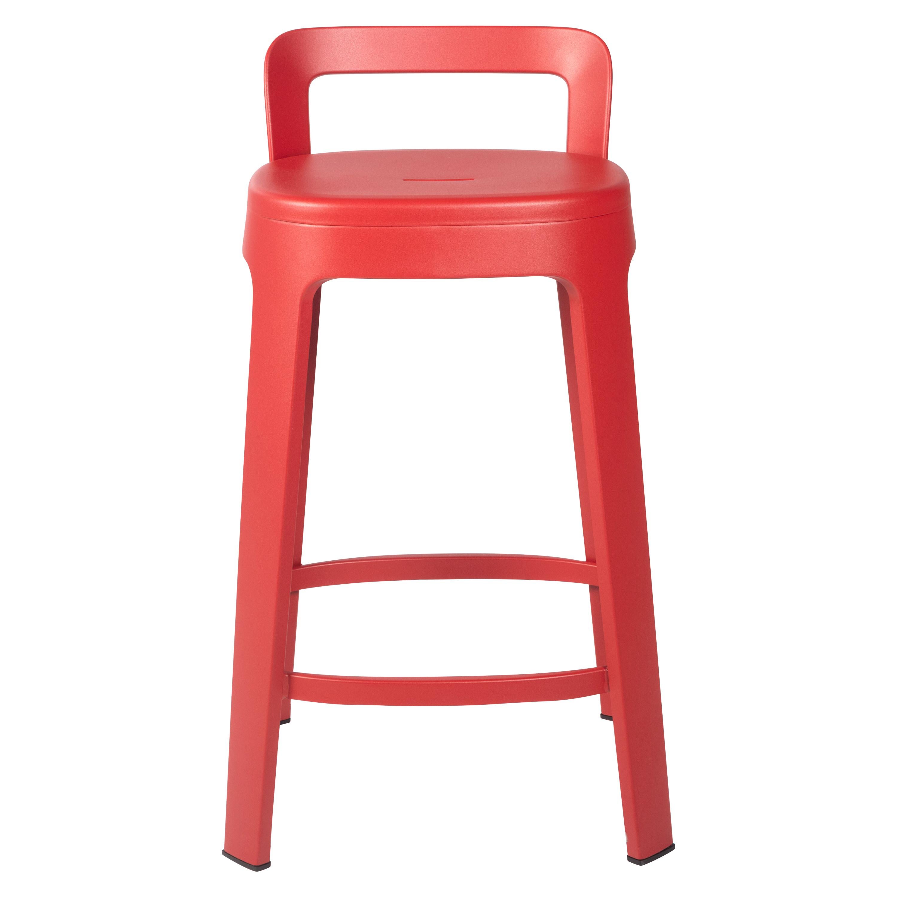 Ombra Counter Stool with Backrest, Red by Emiliana Design Studio For Sale