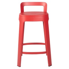 Ombra Counter Stool with Backrest, Red by Emiliana Design Studio