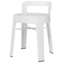 Ombra Low Stool with Backrest, White by Emiliana Design Studio