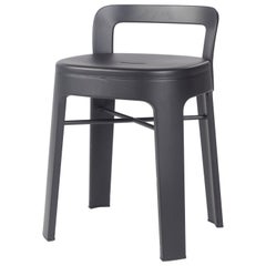Ombra Low Stool with Backrest, Black by Emiliana Design Studio