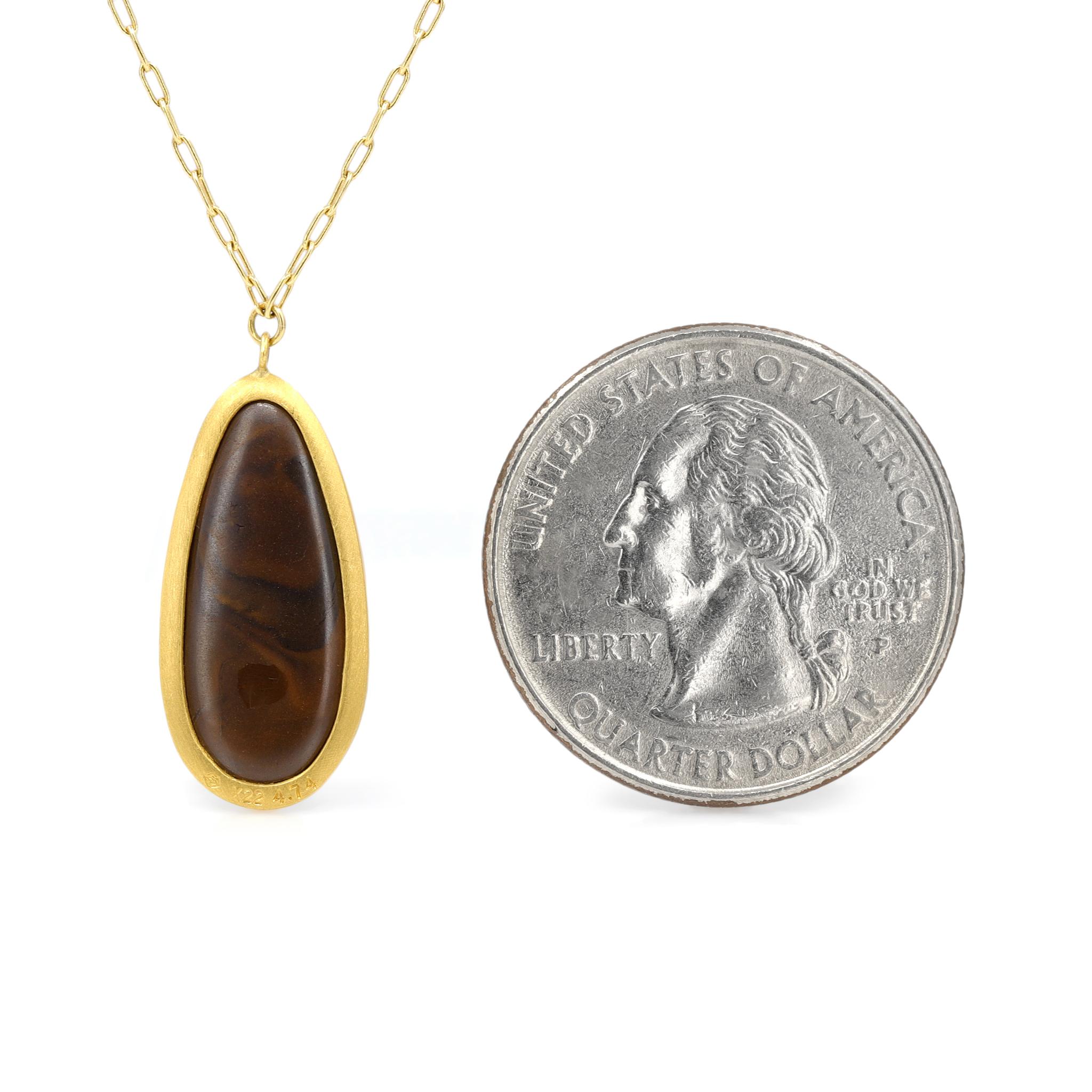 Ombré Australian Rainbow Opal Gold Drop One of a Kind Necklace, Talkative 2025 In New Condition For Sale In Dallas, TX