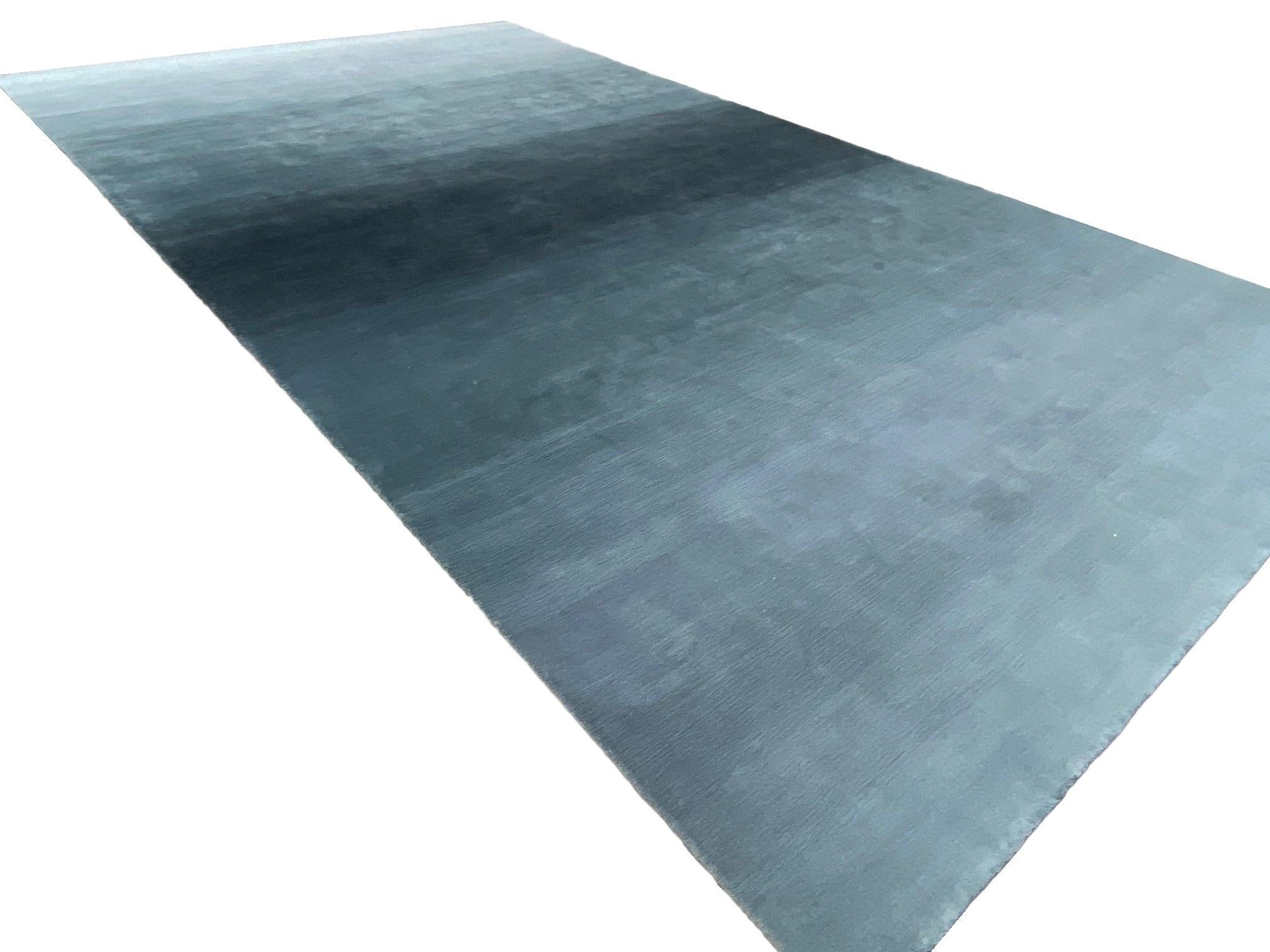 Alfombra azul jacquard degradado ombre Tejido a mano en venta