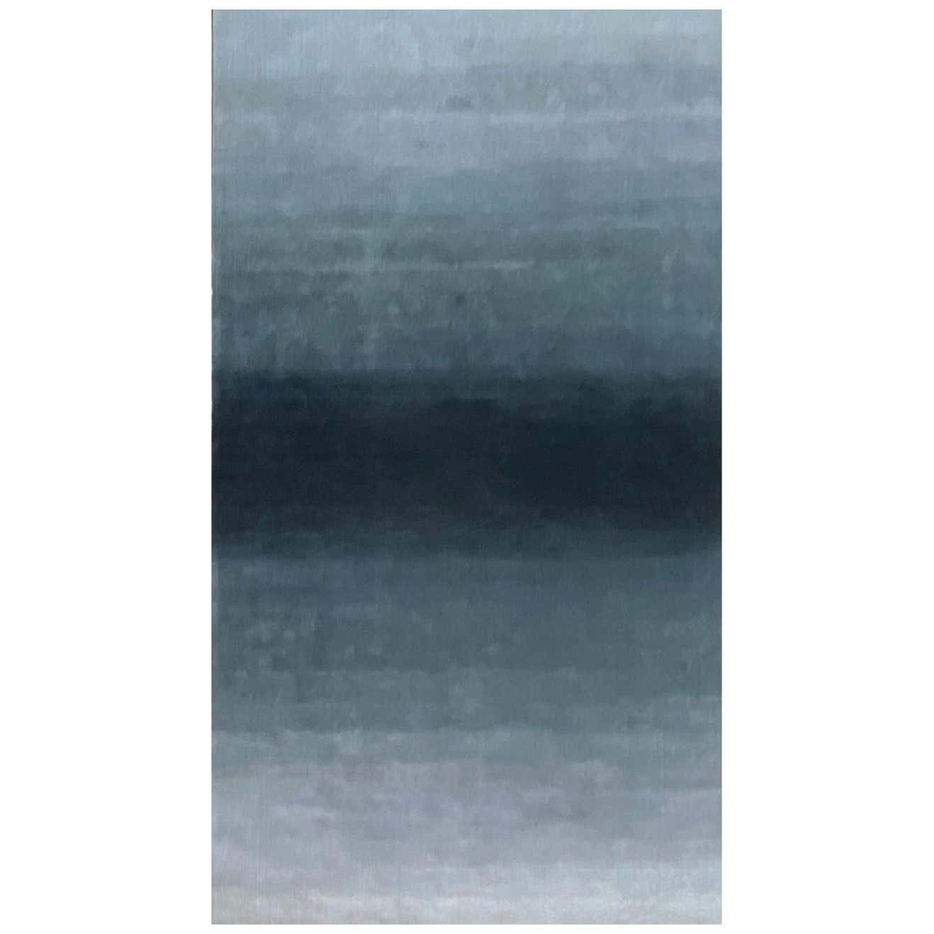 Ombre Blue Jaquard-Weave Gradient Rug For Sale at 1stDibs