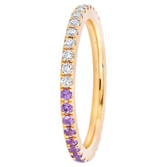 Ombre Blauer Lab Amethyst und Moissanit 14k Gold Ewigkeitsring