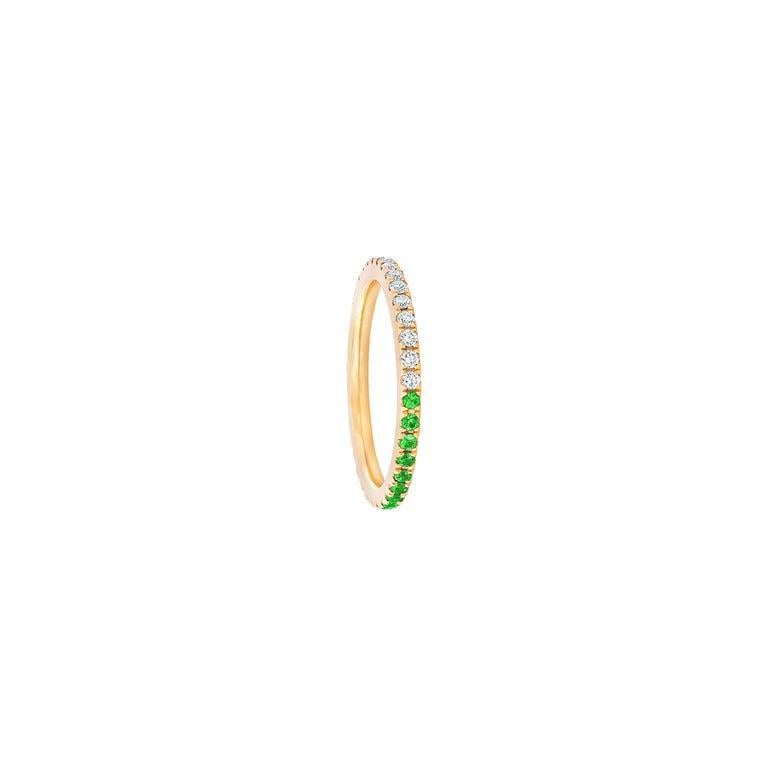Ombre Blue Lab Emerald And Moissanite 14k Gold Eternity Band 4