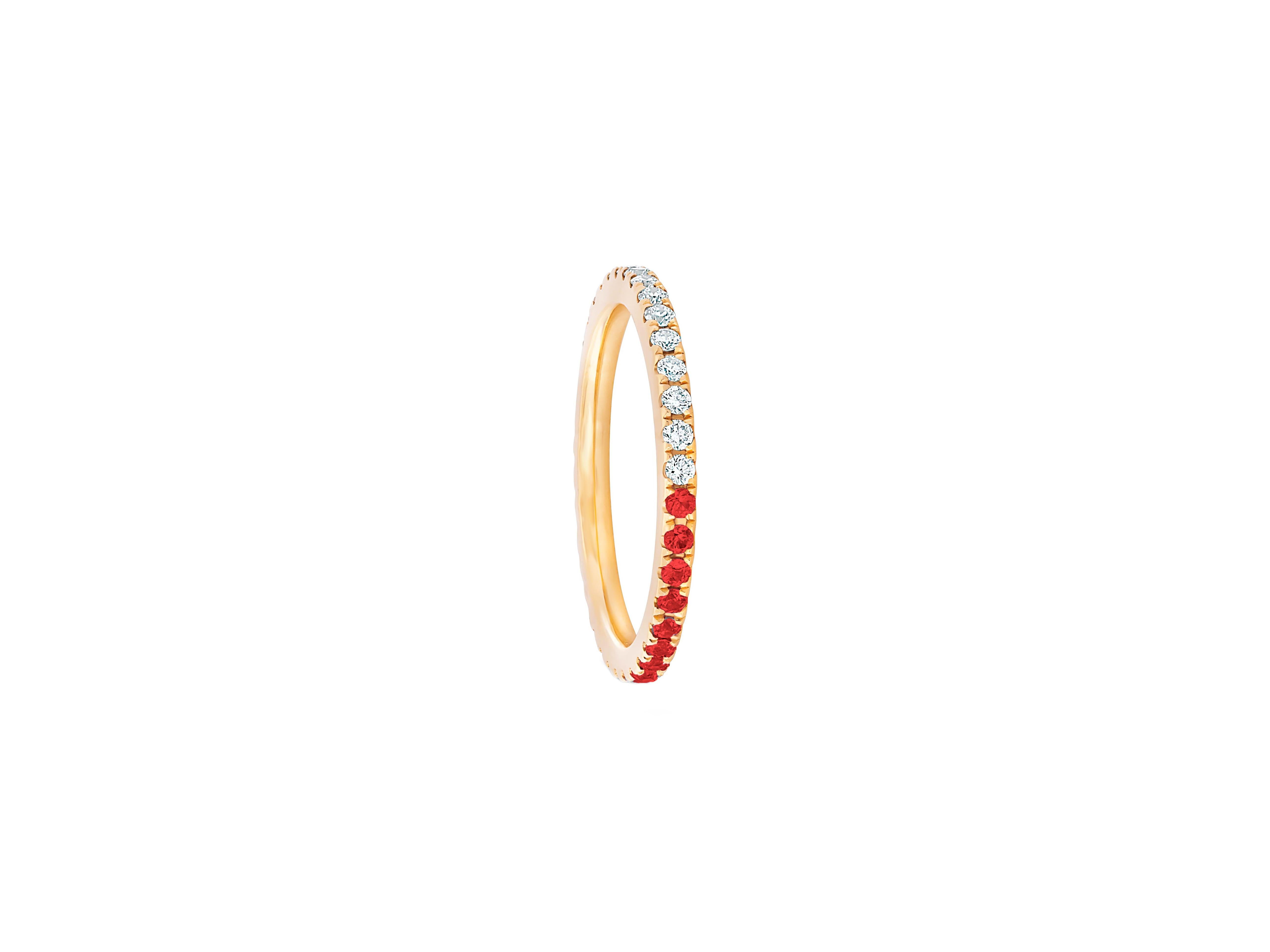 For Sale:  Ombre Blue Lab Ruby and Moissanite 14k gold Eternity Band. 3