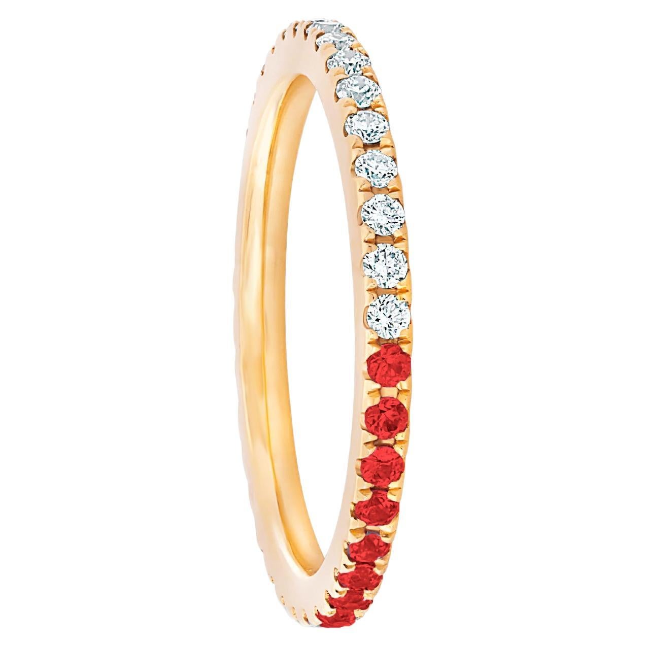 For Sale:  Ombre Blue Lab Ruby and Moissanite 14k gold Eternity Band.