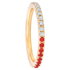 Ombre Blue Lab Ruby and Moissanite 14k gold Eternity Band.
