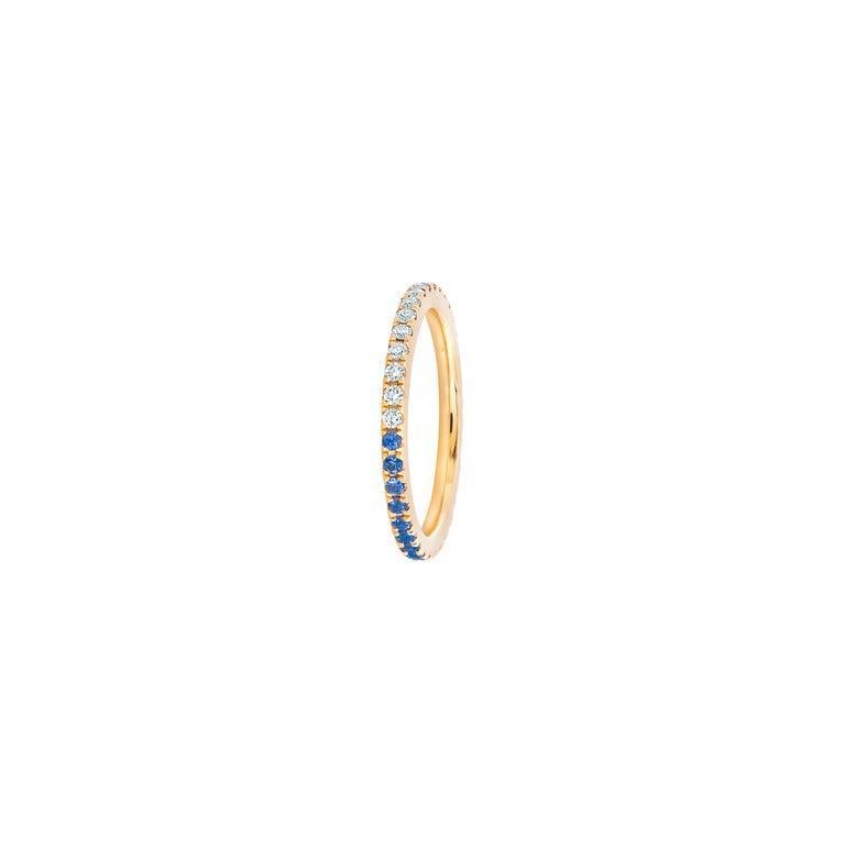 Ombre Blue Lab Sapphire And Moissanite 14k Gold Eternity Band 2