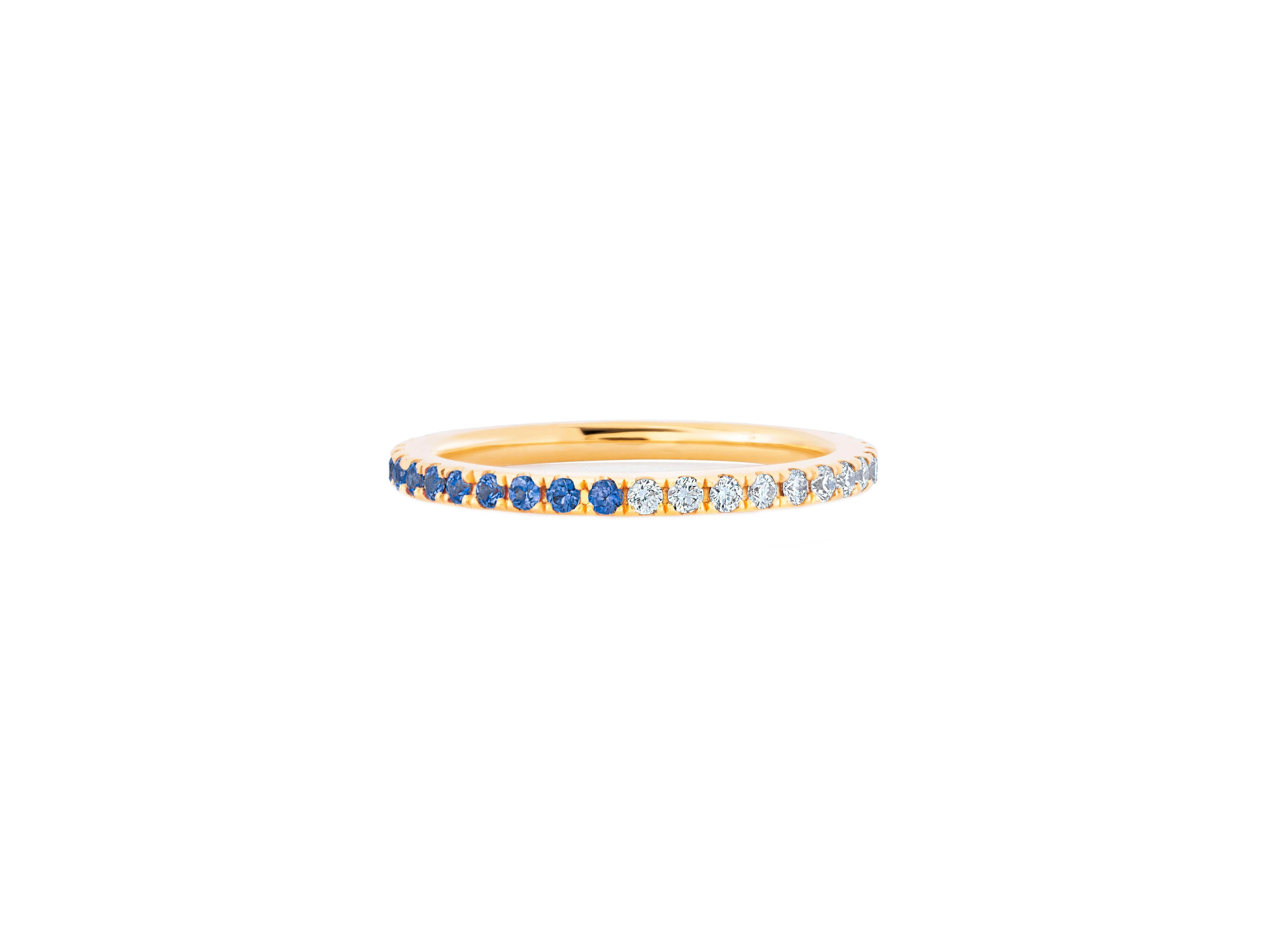 For Sale:  Ombre Blue Lab Sapphire and Moissanite 14k gold Eternity Band  3