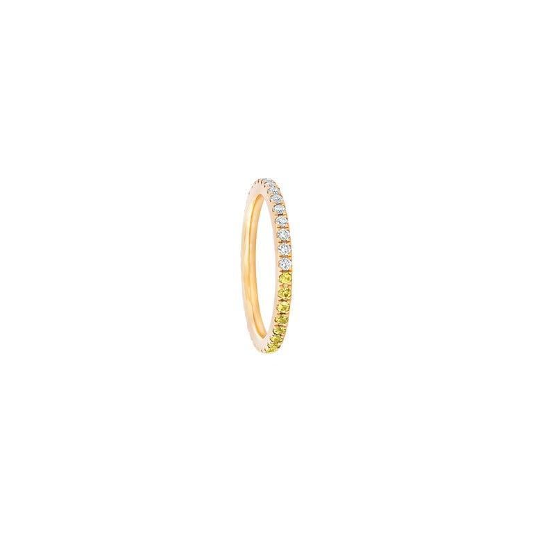 Ombre Blue Lab  Sapphire And Moissanite 14k Gold Eternity Band 4