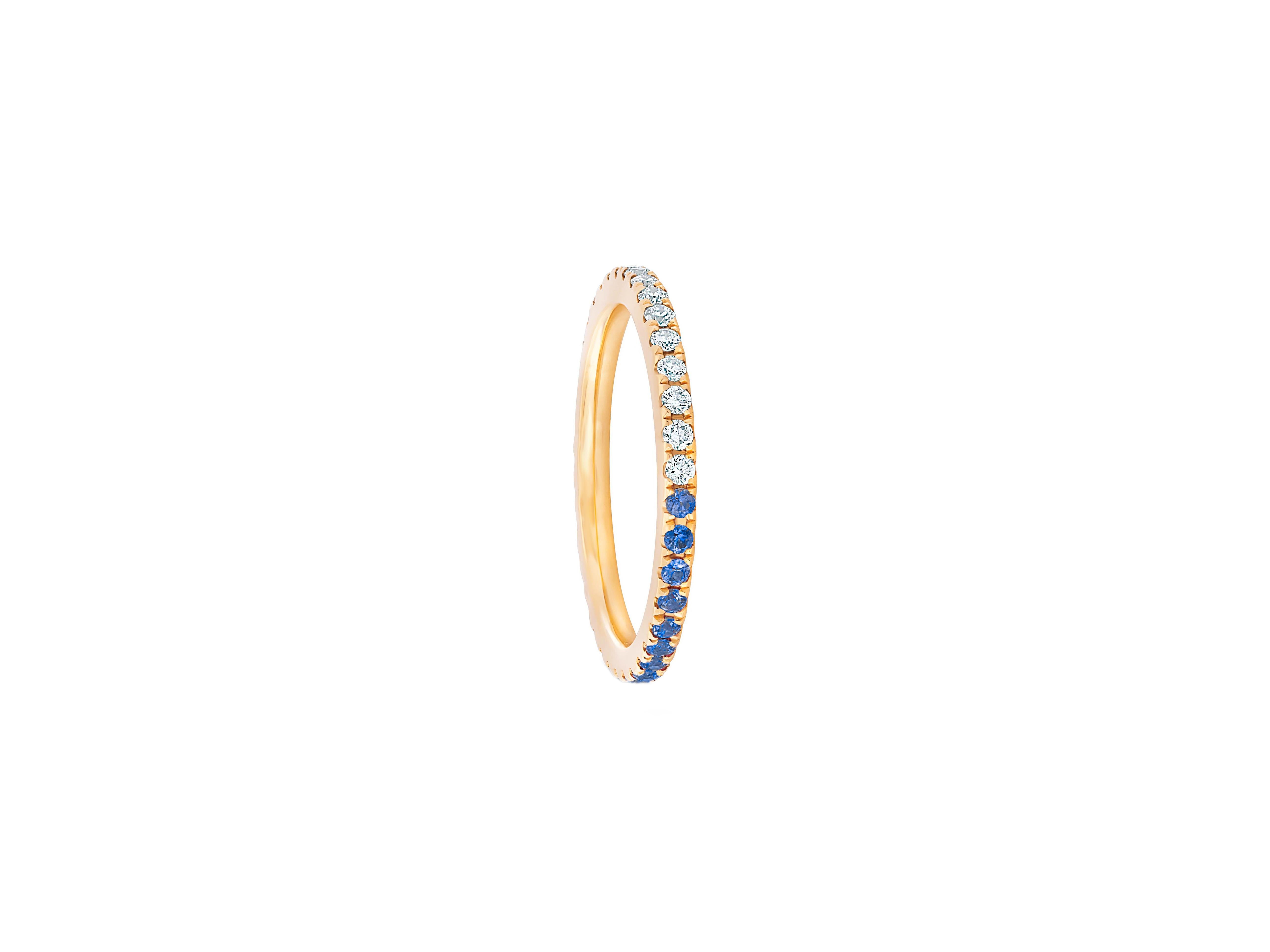 For Sale:  Ombre Blue Lab Sapphire and Moissanite 14k gold Eternity Band  4