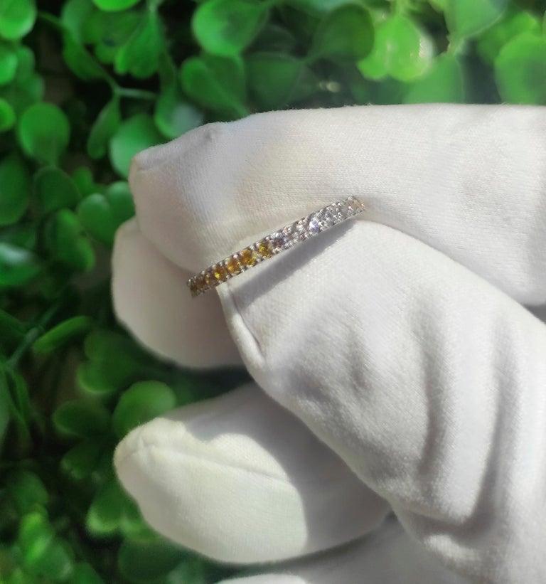 Ombre Blue Lab  Sapphire And Moissanite 14k Gold Eternity Band 6
