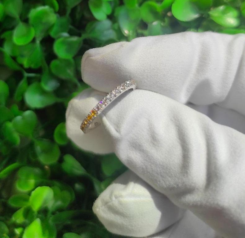Ombre Blue Lab  Sapphire And Moissanite 14k Gold Eternity Band 8