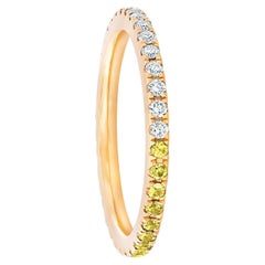 Ombre Blue Lab  Sapphire and Moissanite 14k gold Eternity Band.