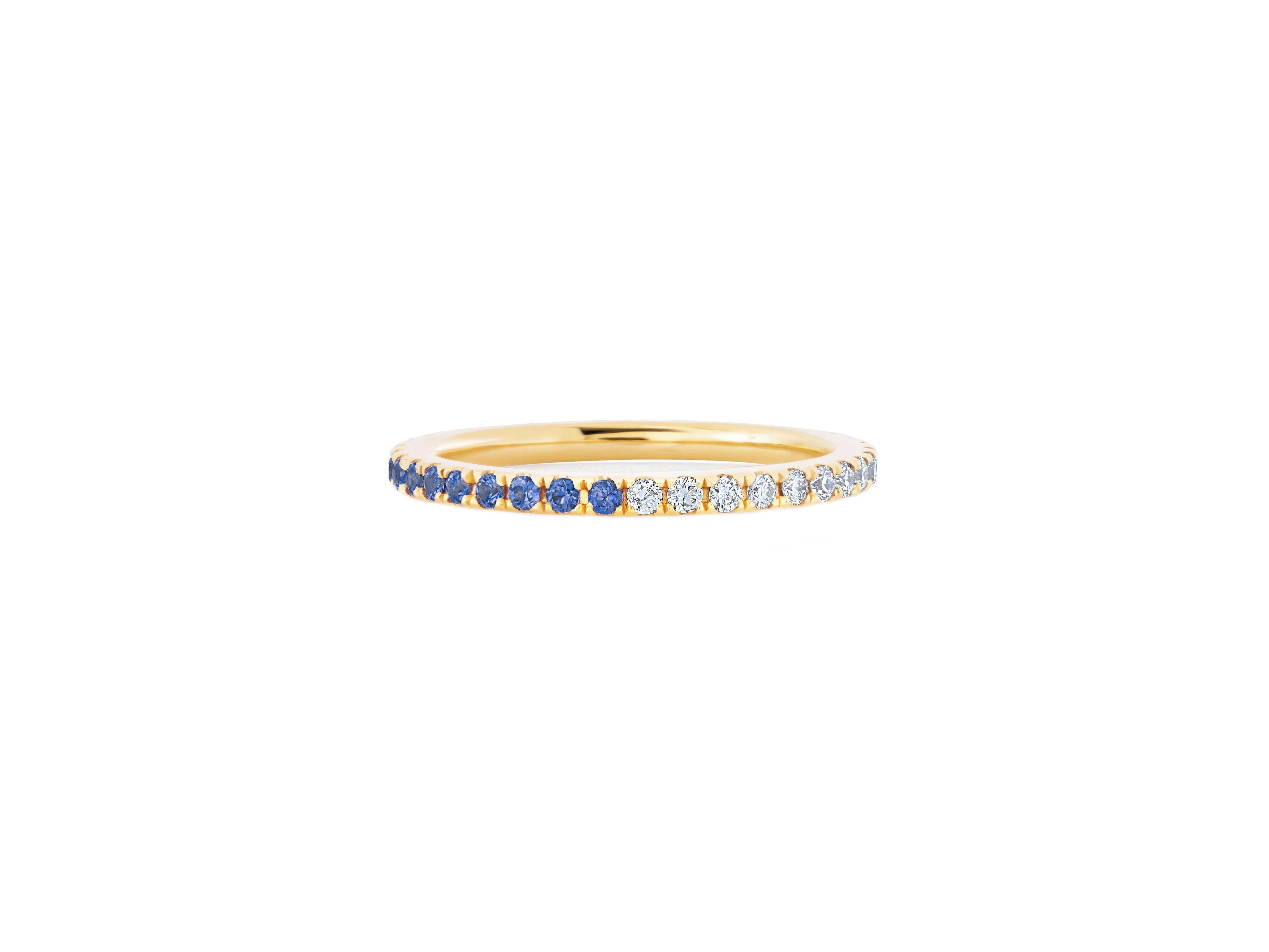 Im Angebot: Ombre Blue Sapphire and Moissanite 14k gold Eternity Band () 3
