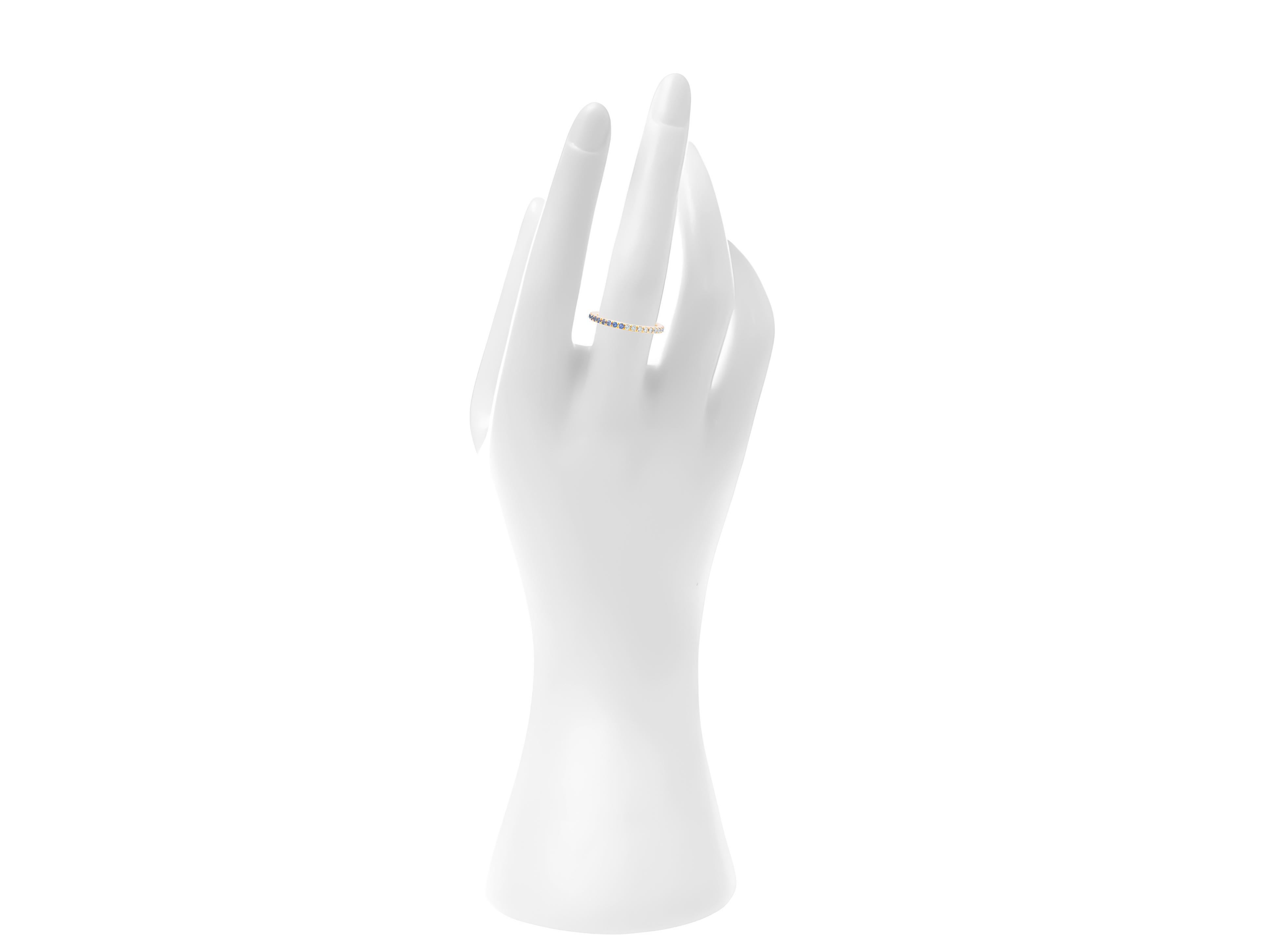 Im Angebot: Ombre Blue Sapphire and Moissanite 14k gold Eternity Band () 4