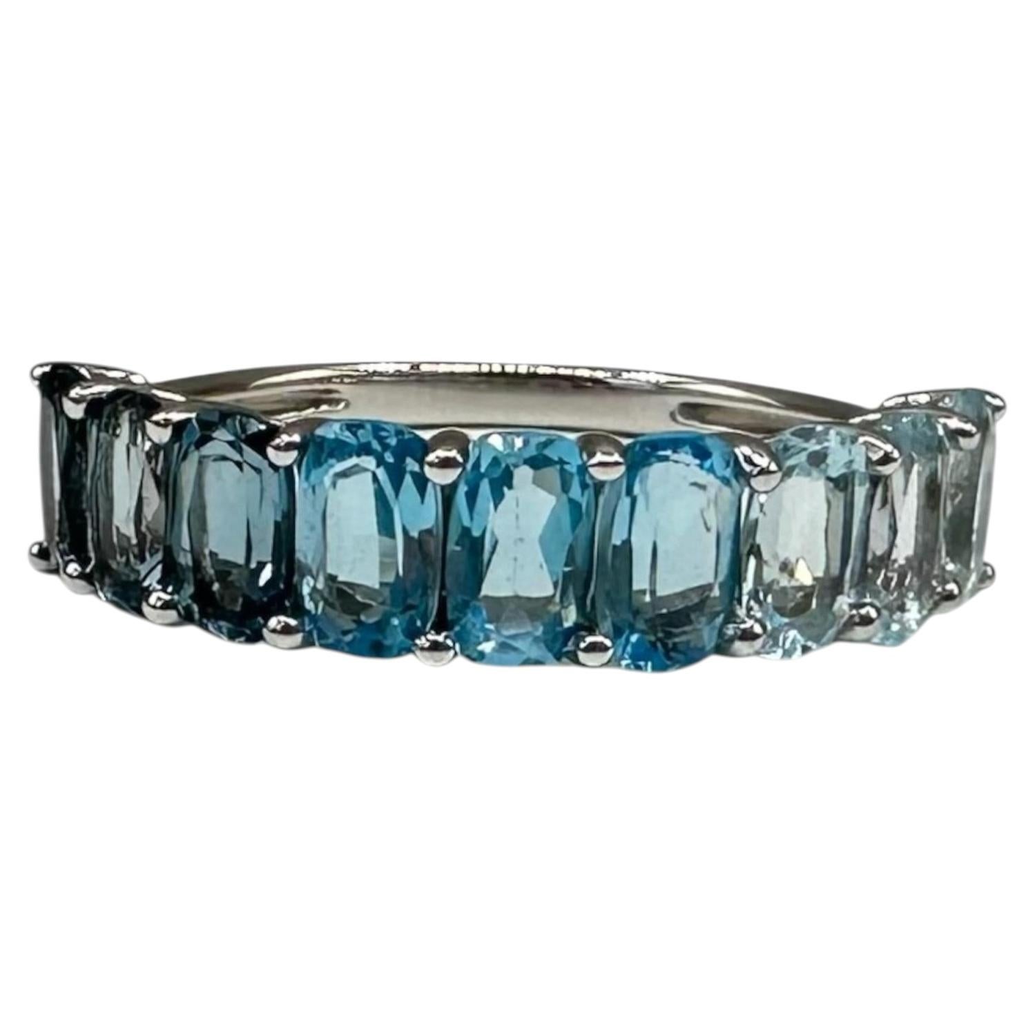 Ombre Blauer Topas Ring Sterling Silber Oval Größe 7