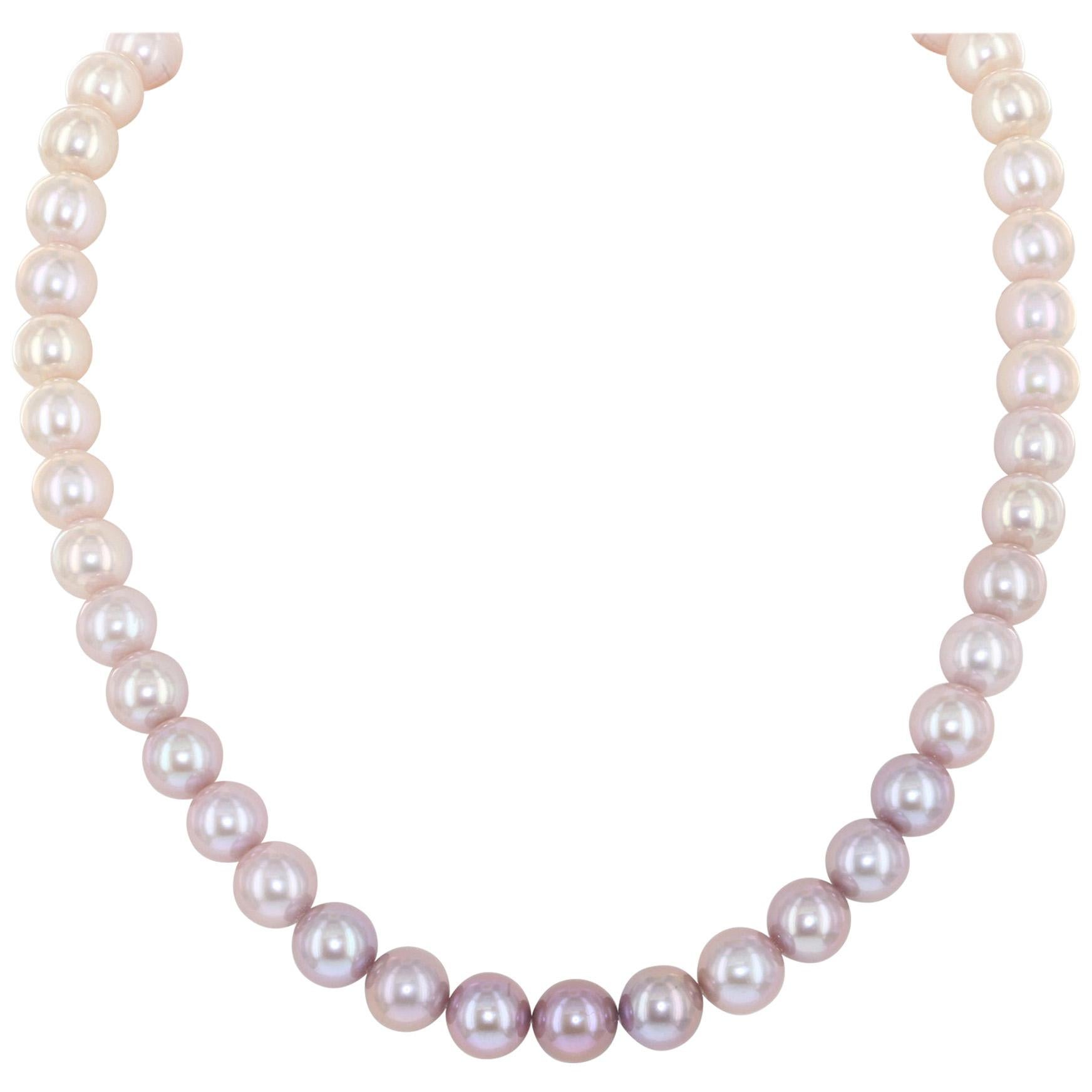 Ombre Cultured Freshwater 10-11mm Pearl Graduated Necklace 14K  White Gold Clasp For Sale