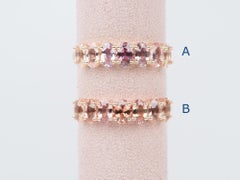 Ombre Effect Natural Padparadscha Sapphire Wedding Band 14K Gold