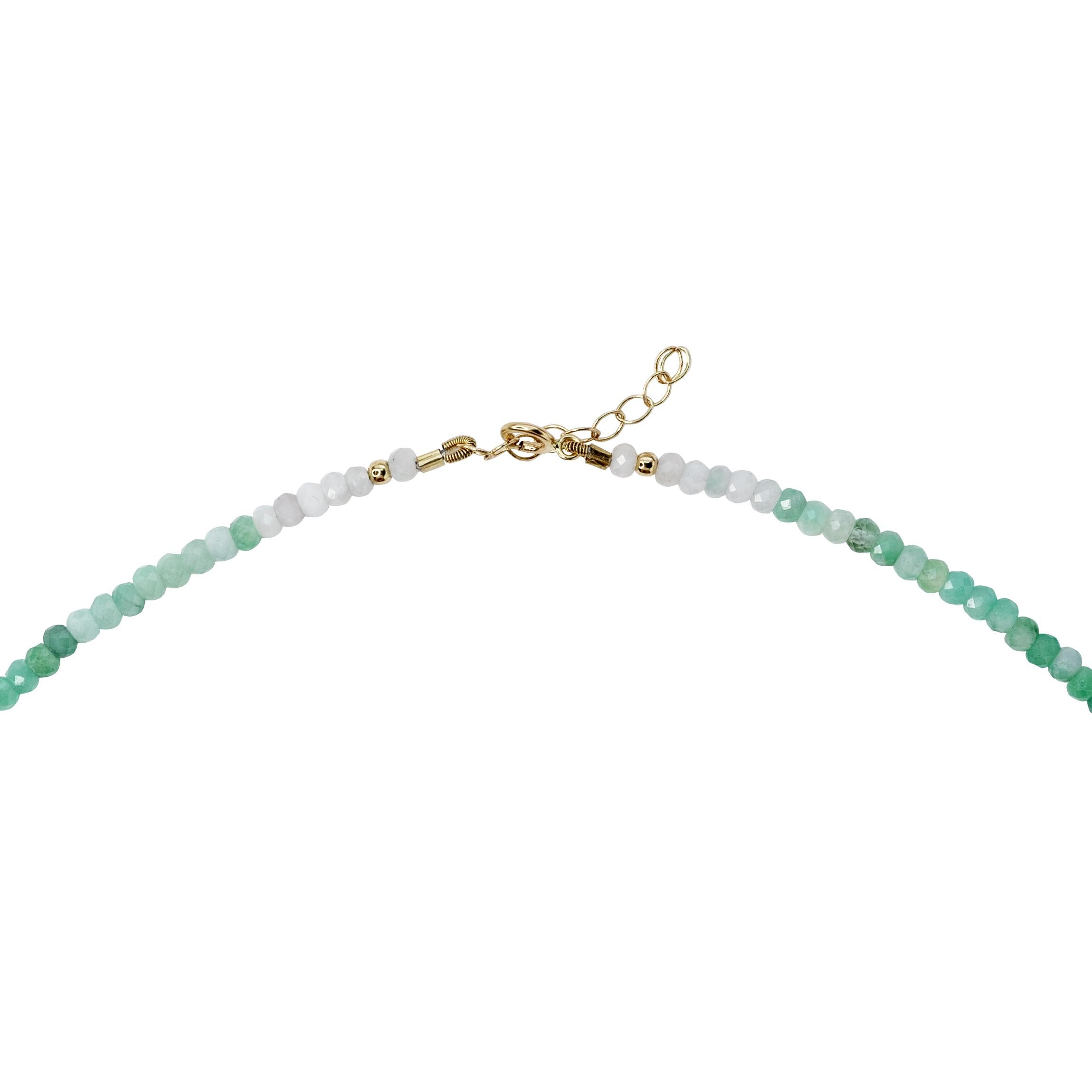 Artisan Ombre Emerald Necklace 14K Gold Light -by Bombyx House For Sale