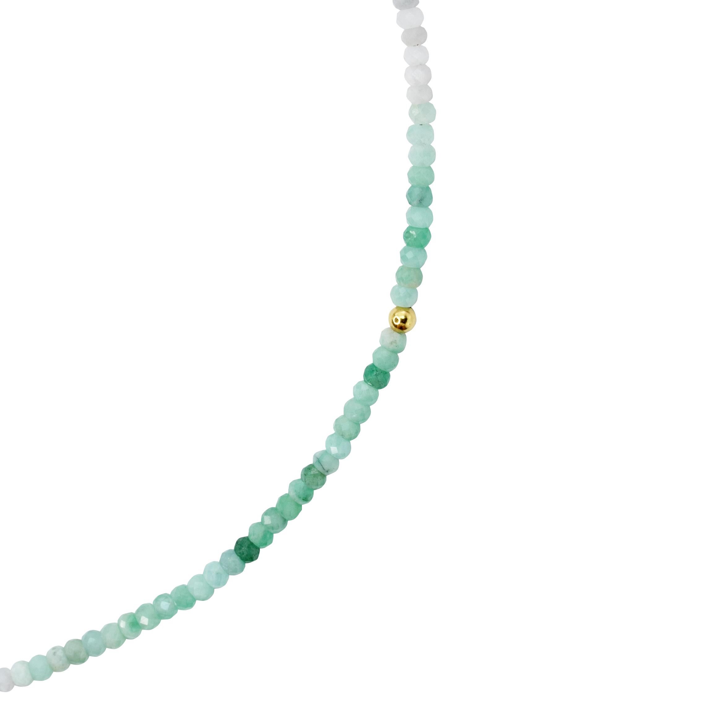 Bead Ombre Emerald Necklace 14K Gold Light -by Bombyx House For Sale