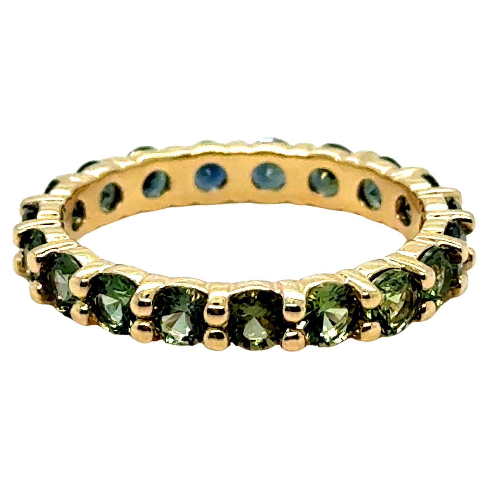 Ombre Eternity Band, Natural Sapphire, 14K Yellow Gold Eternity Wedding Band