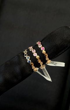 Ombre Gemstone Ring, Minimalist Gemstone Bands, Bezel Set Solid Gold Ring, 14k