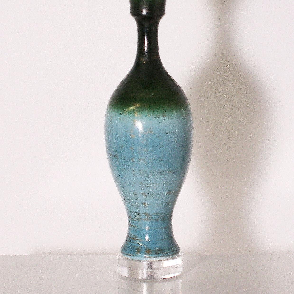 Ombre Glaze Urn Lamp, circa 1960 In Good Condition In Dallas, TX