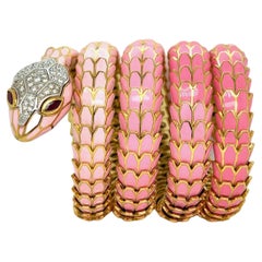 Ombré Light & Dark Pink Enamel Wrap Watch Snake Bracelet