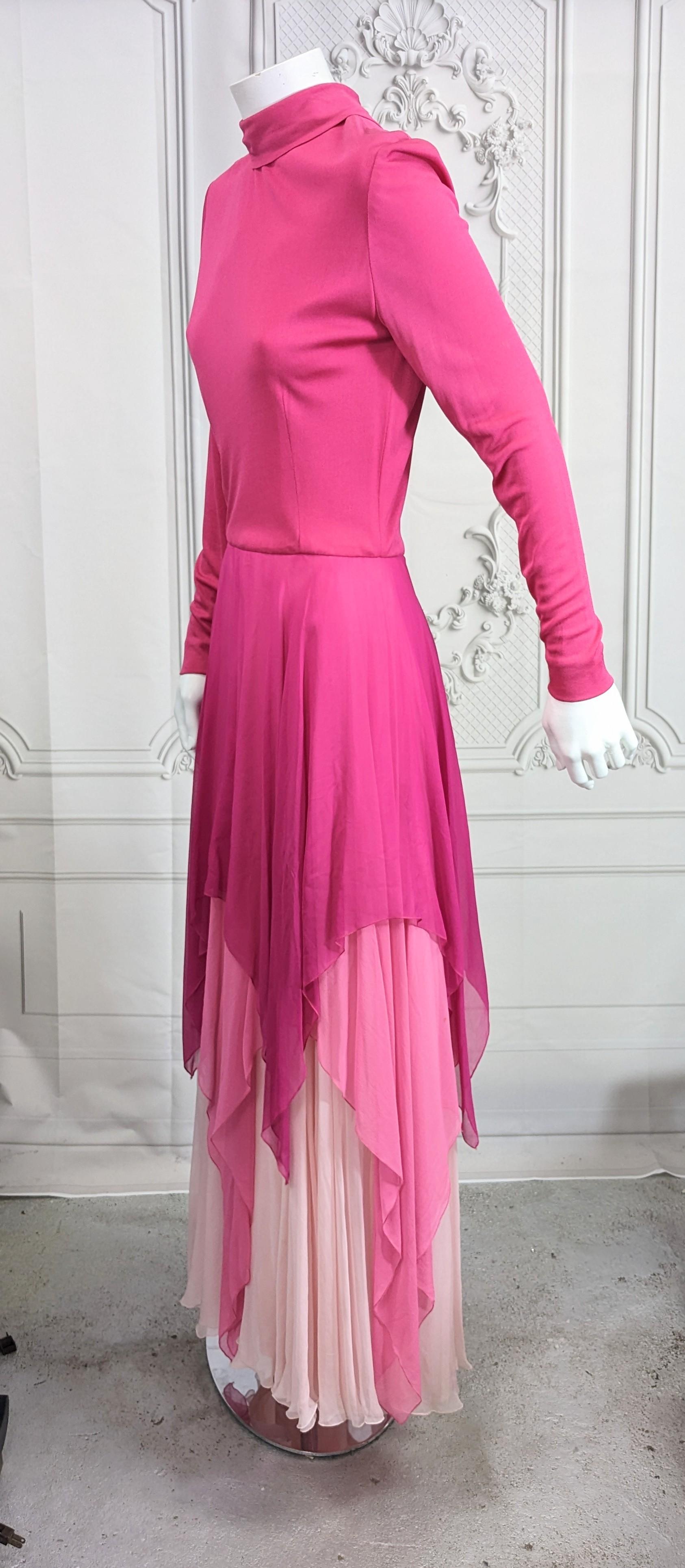Women's Ombre Matte Jersey and Chiffon Handkerchief Gown, Charles Gelatt For Sale