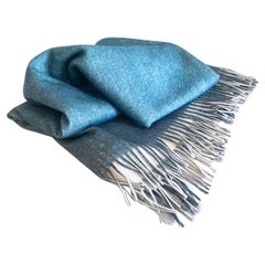 Ombre Merino Wool Blanket in Petrol Blue