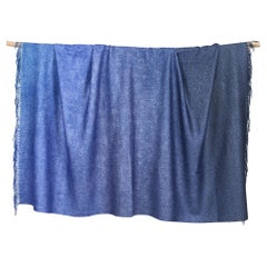 Vintage Ombre Merino Wool Soft Blanket Throw in Deep Blue, in Stock