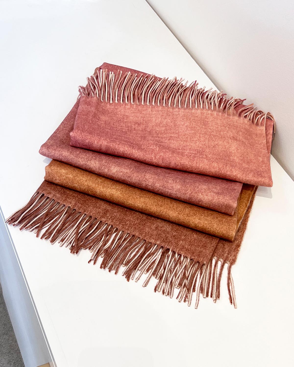 Ombre Merino Wool Soft Blanket Throw in Rosewood Red, in Stock In New Condition In West Hollywood, CA