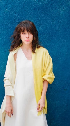 Ombre Merino Wool Soft Blanket Throw in Yellow, in Stock