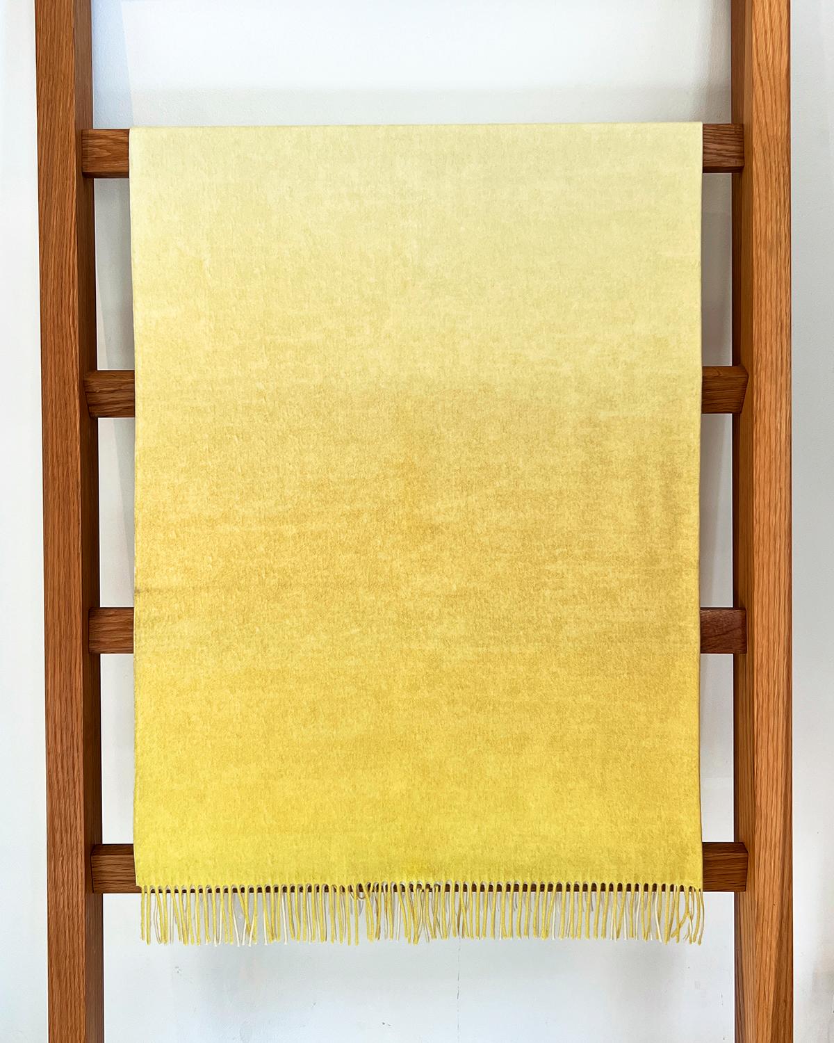 Spanish Ombre Merino Wool Soft Blanket Throw in Yellow, in Stock For Sale
