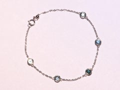 Ombre Montana Sapphire Bezel Set Station Bracelet 14K White Gold R2004