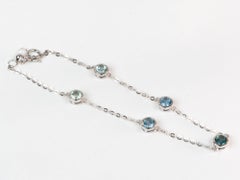Ombre Montana Sapphire Bezel Set Station Bracelet 14K White Gold R2004