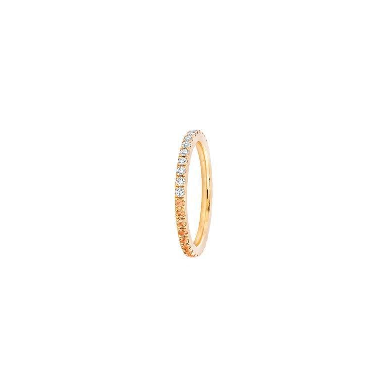 Ombre Orange Lab Sapphire And Moissanite 14k Gold Eternity Band 5