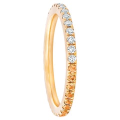 Ombre Orange Sapphire and Moissanite 14k gold Eternity Band