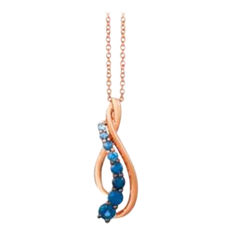 Ombre Pendant featuring Denim Ombré set in 14K Strawberry Gold For Sale