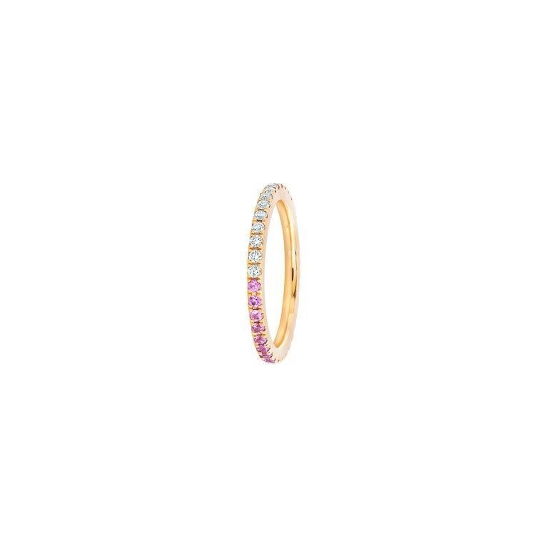 Ombre Pink Lab Sapphire And Moissanite 14k Gold Eternity Band 5