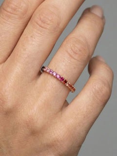 Ombre Pink Sapphire 14K (18K Custom) Rose Gold Eternity Band Ring